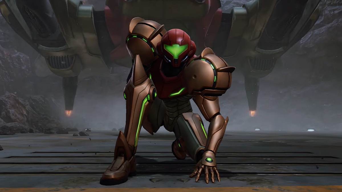 A screenshot from the Metroid Prime 4: Beyond trailer featuring Samus Aran