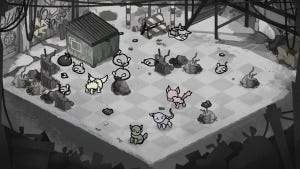 Screenshot of a herd of cats in Mewgenics.