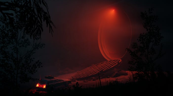 A car approaches an ominous large pipe in Pacific Drive.