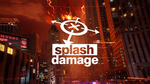 The Splash Damage logo overlaid on a Transformers: Reactivate screenshot