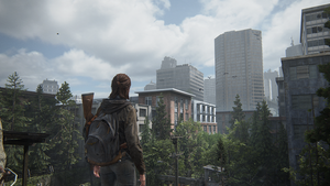 Ellie explores Seattle in The Last of Us