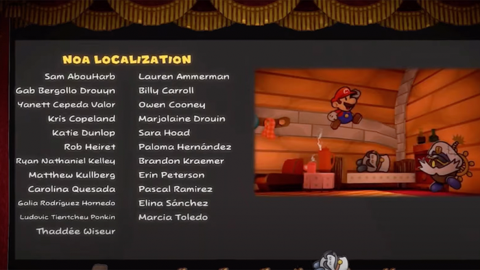 The credits for Paper Mario: The Thousand-Year Door.