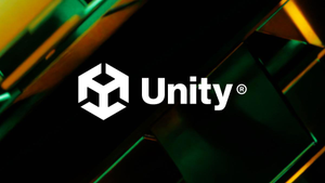 The Unity logo on a stylised background